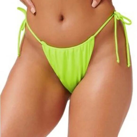 Good American Electric Yellow Tiny Ties Cheeky Swim Bikini Bottom Size 1 - Picture 1 of 7